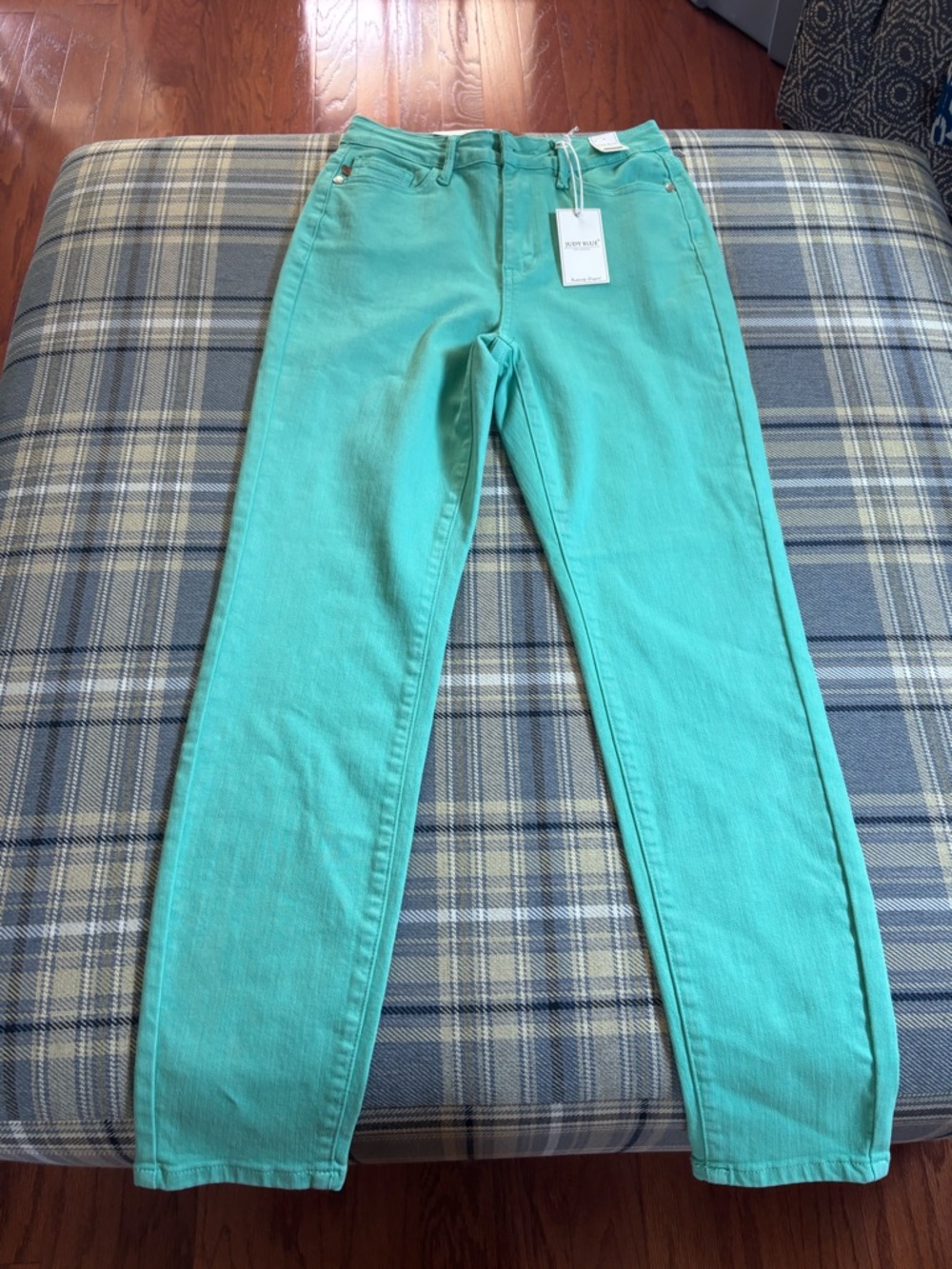 NWT JUDY BLUE high rise garment dyed slim jeans in aquamarine - Picture 5 of 14